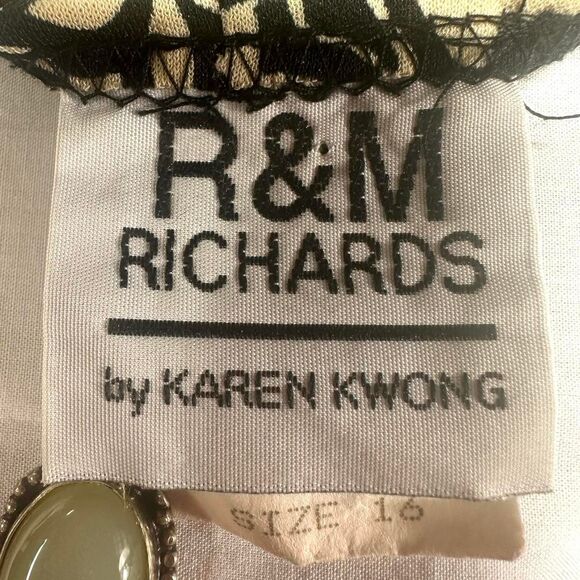 R&M RICHARDS 90s Black Tan Geometric Print Cowl Neck Tank Top Women Plus Size 16 - Picture 3 of 5